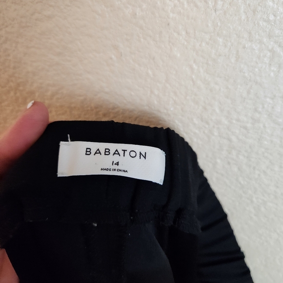 Babaton Cohen Black Pull on Crepe Ankle Crop Pants Size 14 Minimalist Casual - Picture 10 of 16